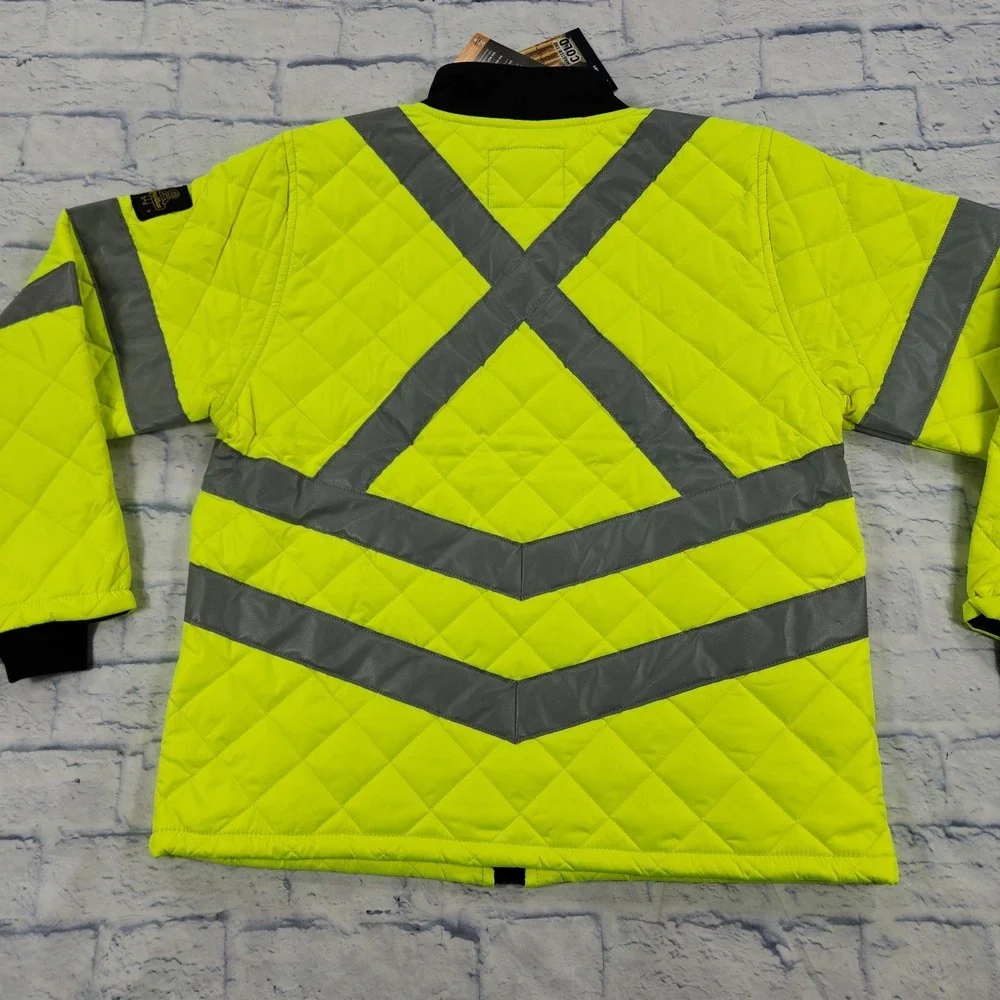 RefrigiWear MENS L HiVis Diamond Quilted Jacket High Visibility Insulated Work